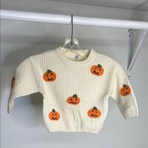 Knit Boutique Cream Crewneck Sweater with Pumpkin Design- 18-24 Months